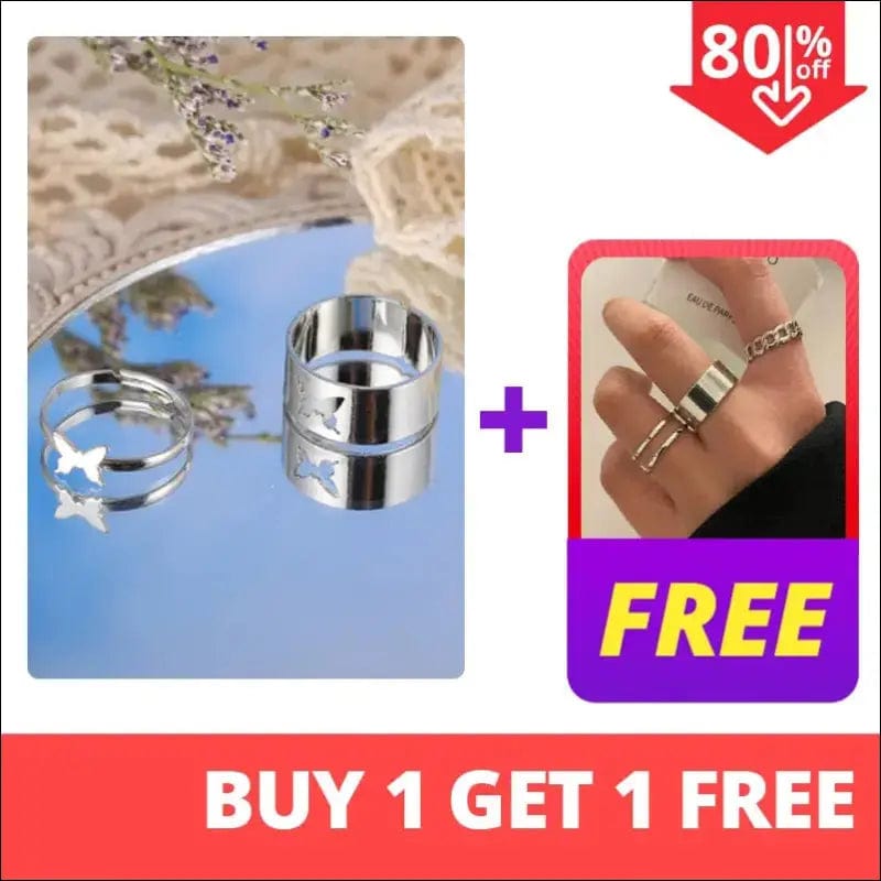 Trendy Gold Butterfly Rings For Women Men Lover Couple Set