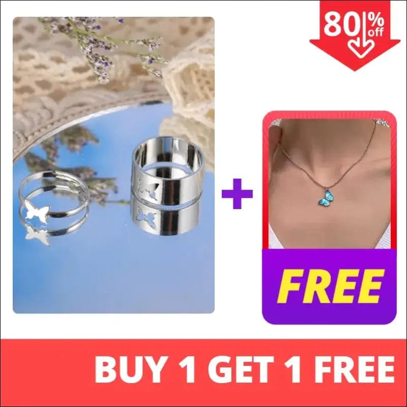 Trendy Gold Butterfly Rings For Women Men Lover Couple Set