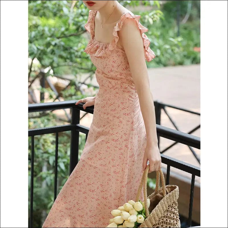 \u805a \u5174 Floral lace strap dress female summer season