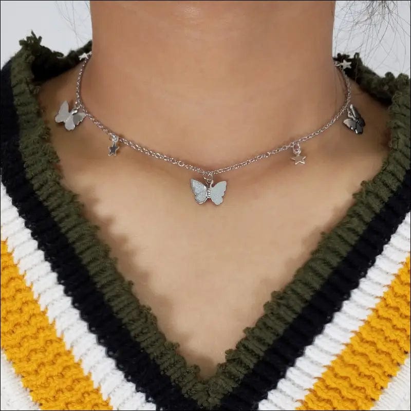 Vintage Multilayer Pendant Butterfly Necklace for Women