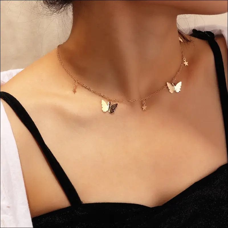 Vintage Multilayer Pendant Butterfly Necklace for Women