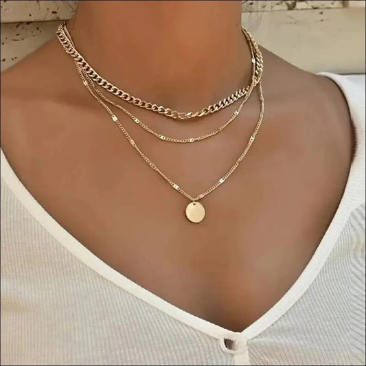 Vintage Necklace on Neck Gold Chain Women’s Jewelry Layered
