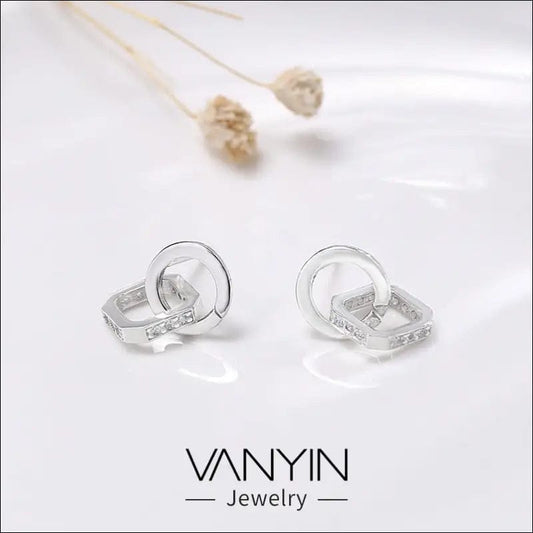 Wan Ying jewelry round square earrings S925 sterling silver