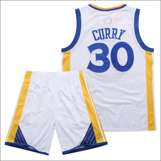 Warriors Curry No. 30 embroidery jersey white blue black