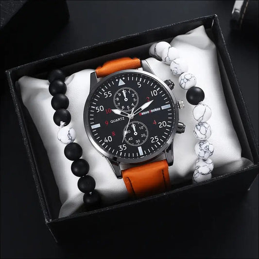 watch men 3pcs new men’s trendy student fashion Korean