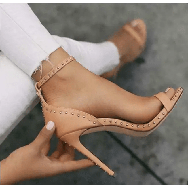 WDHKUN Women Sandals High Heels Summer Thin Heel PU Leather