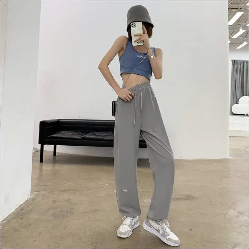 White ice silk sports pants female casual waregies feet