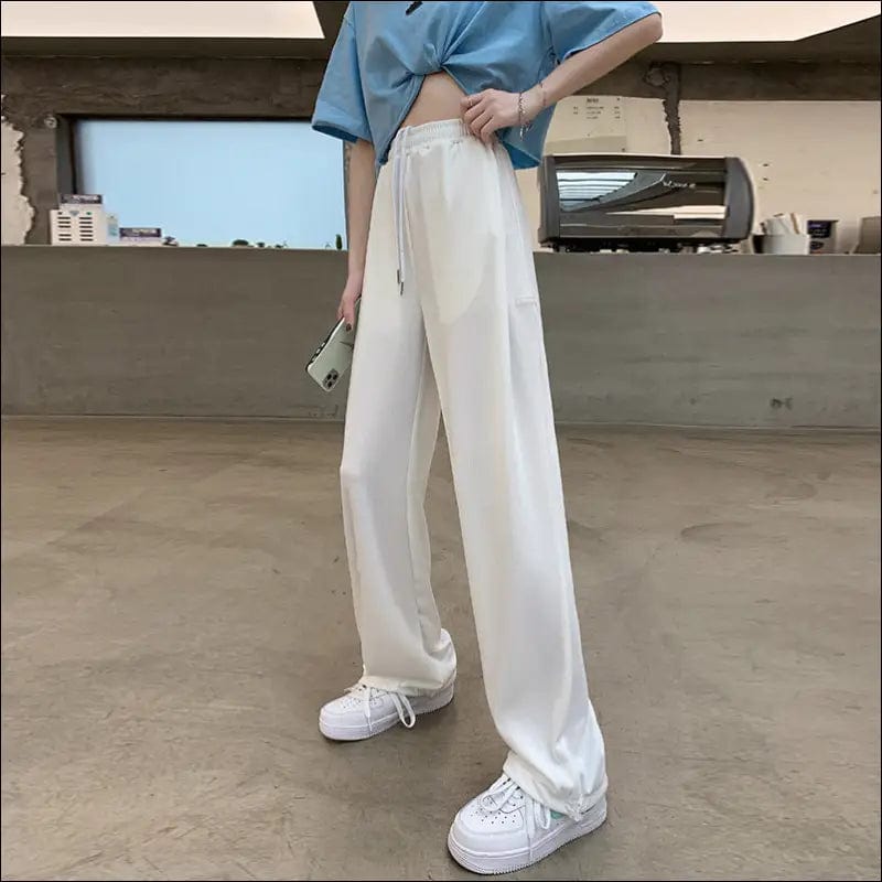 White ice silk sports pants female casual waregies feet