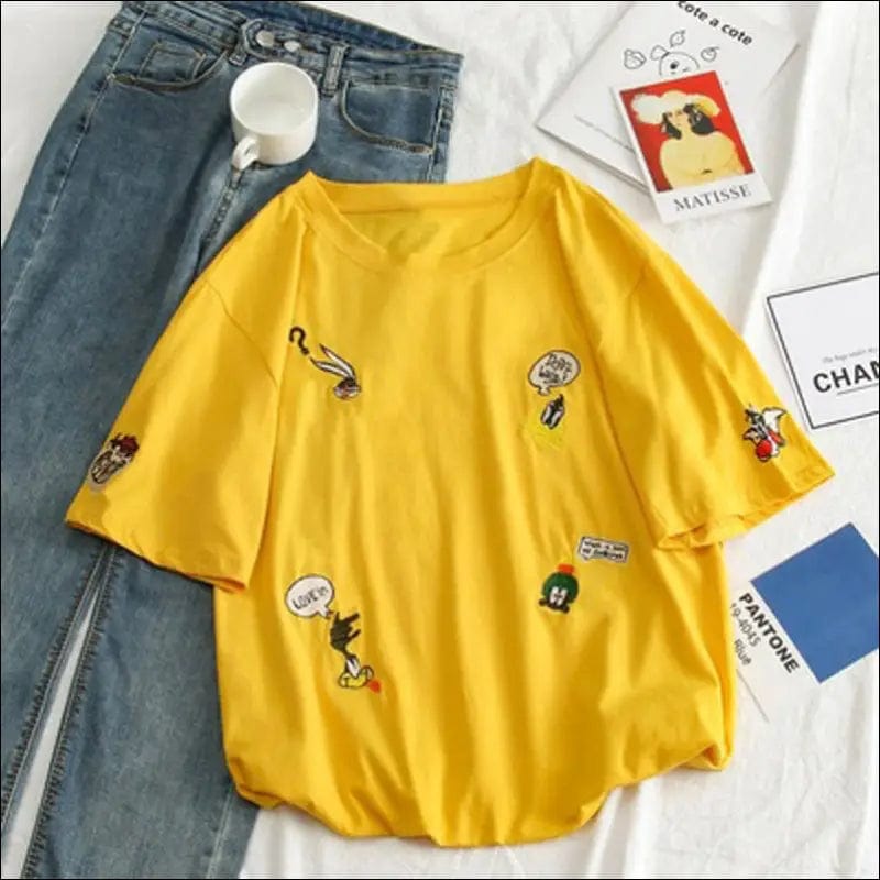 Whole body embroidery honey Pack T-shirt 2021 Korean version
