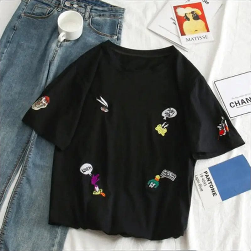 Whole body embroidery honey Pack T-shirt 2021 Korean version