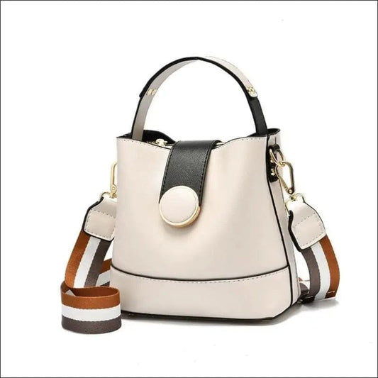 Women PU Leather Shoulder Bag with Colorful Strap -