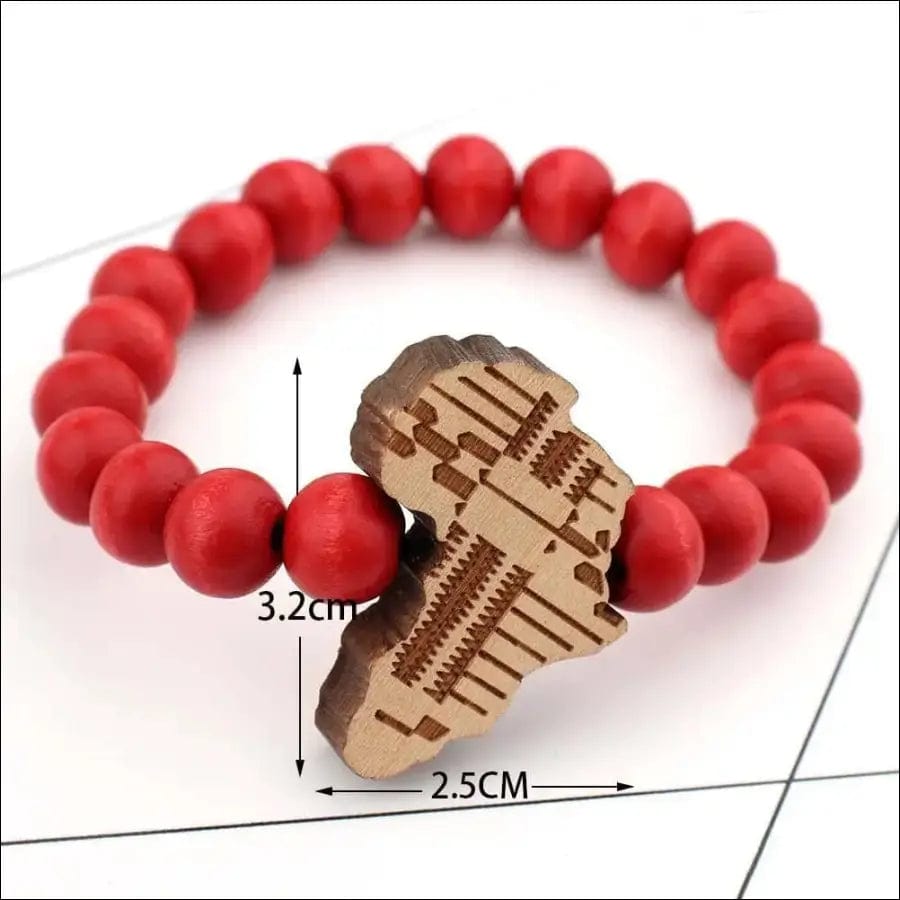 Wooden Africa Bracelet - Red / China - 53210143-red-china