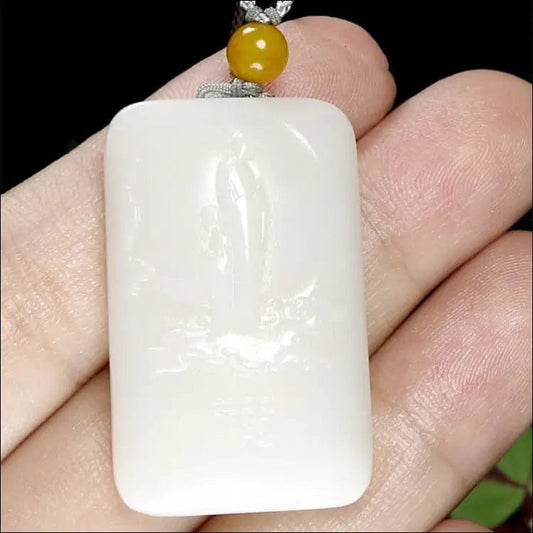 Xinjiang Hetian jade white pendant men and women Jade Buddha