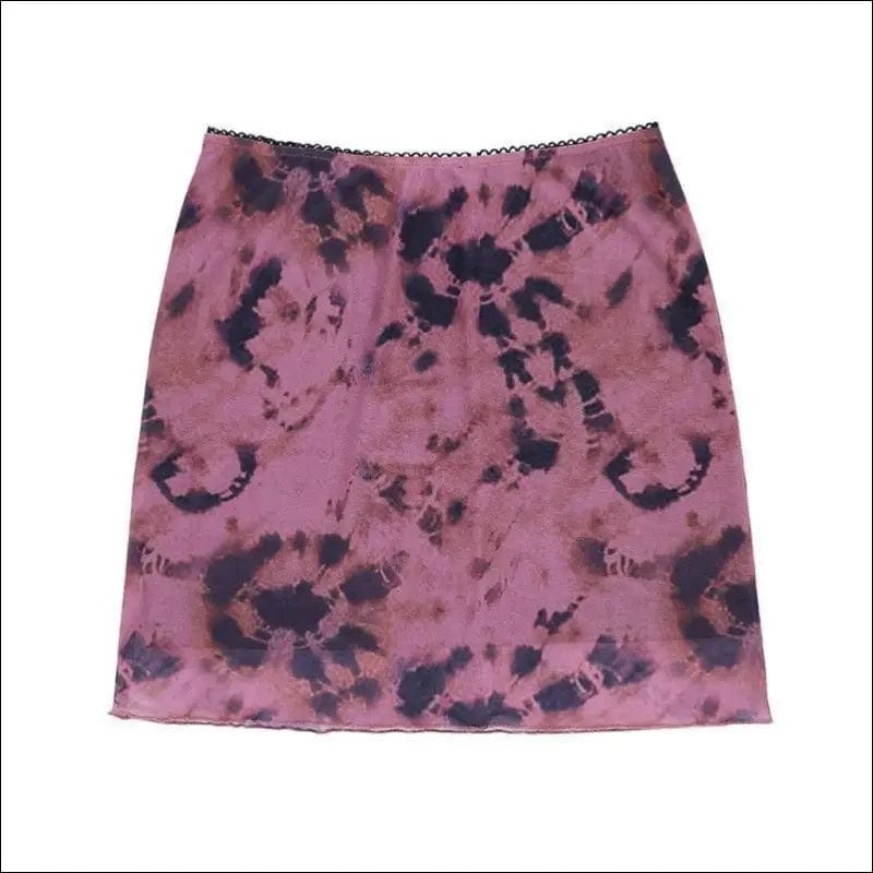 Y2K Tie Dye Mesh A-Line Mini Skirt - purple / M -