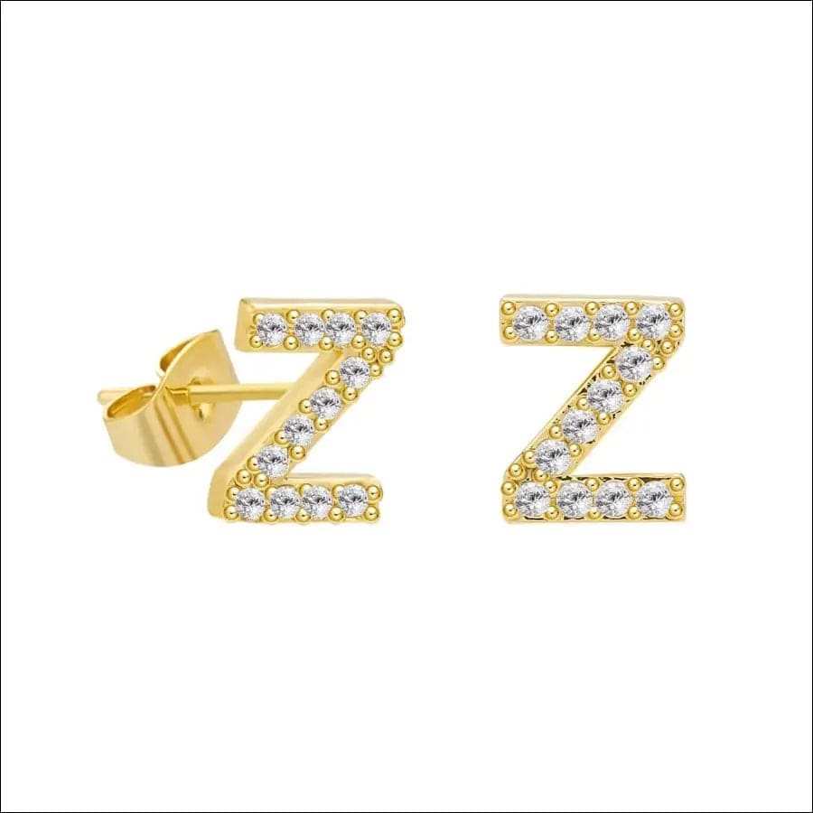 Zirkonia Ohrstecker mit Buchstaben - Gold / Z -