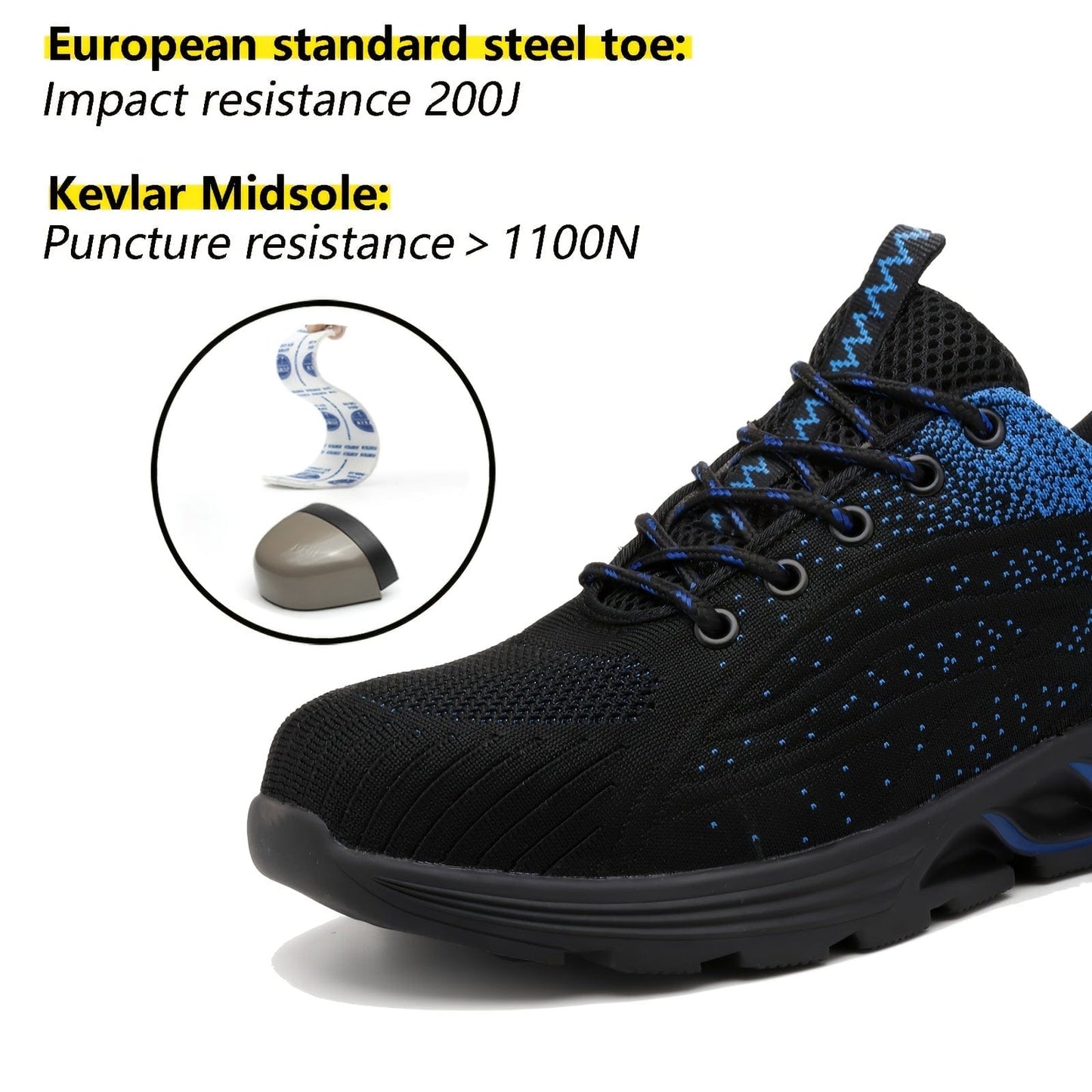 Men's Anti-skid Wear-resistant Safety Work Sneaker Blue