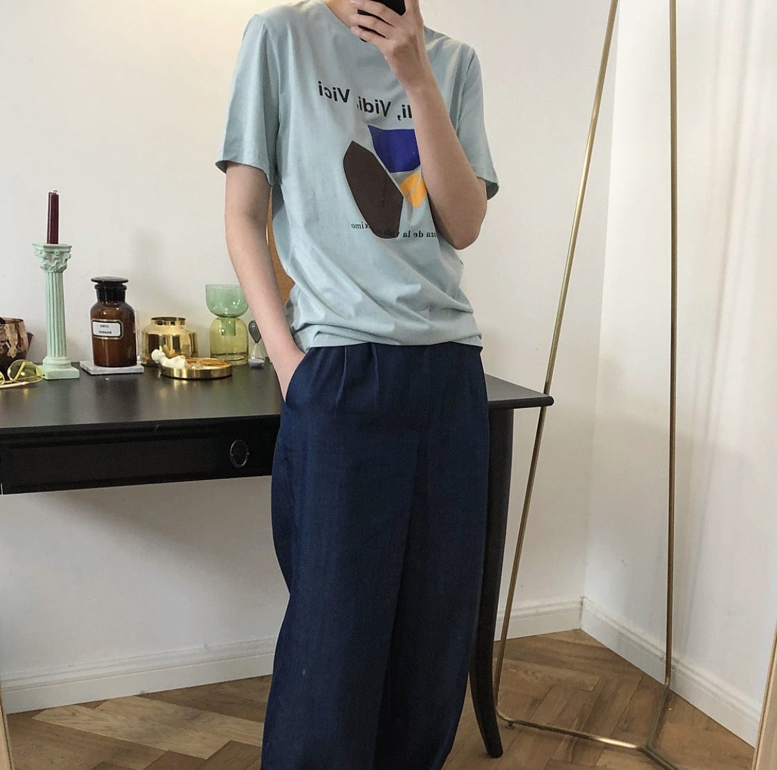 Lubei-Camiseta con estampado de cuello redondo para mujer, ropa cómoda con mapa abstracto simple y elegante de Corea, diseño de manga corta, novedad de verano