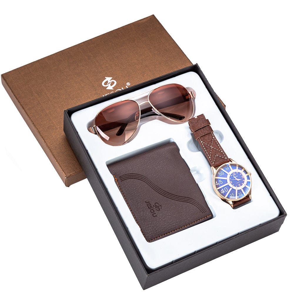 Coffret cadeau pour hommes, beau paquet, montre, argent, encre, réglage du miroir, commerce extérieur, ensemble de combinaison créative