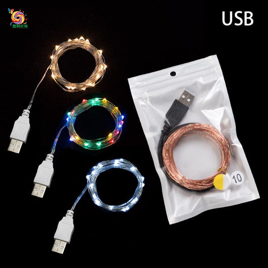 USB color light string LED festival lantern Christmas wedding Amazon decorative star skewlight USB copper wire light