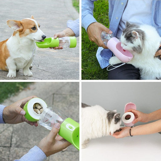 New drinking water feeding dual-purpose pet cup pet food dog hanging accompanying cup out portable water dispenser