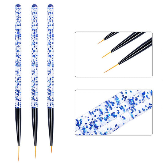 Cross-border nail brush tool 3 sets of acrylic crystal carved phototherapy draw strokes