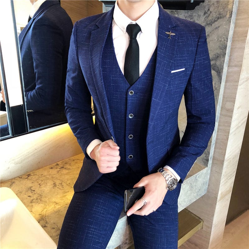 2019 nuevo traje de hombre traje profesional versión coreana del vestido delgado trajes de negocios vestido de novio traje de tres piezas