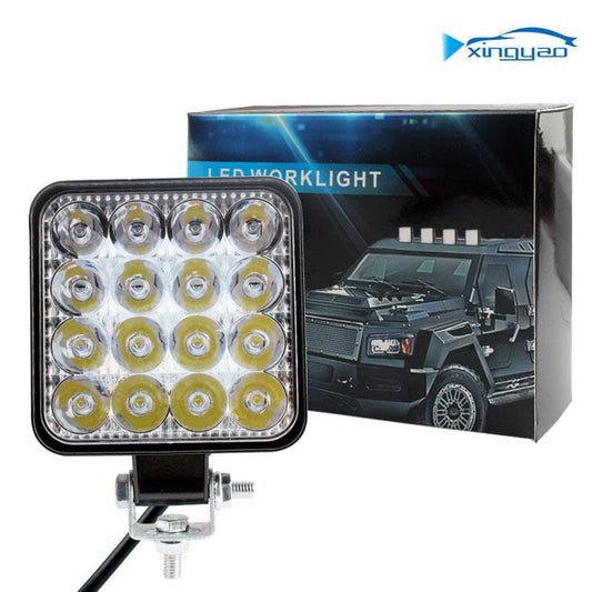 Car LED Work Light Mini Square 16 Light 48W Auxiliary Light Refit Front Light Snap