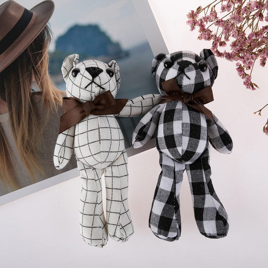 Cute lattice joint grain bear pendant keychain doll wedding wedding company activities birthday gift