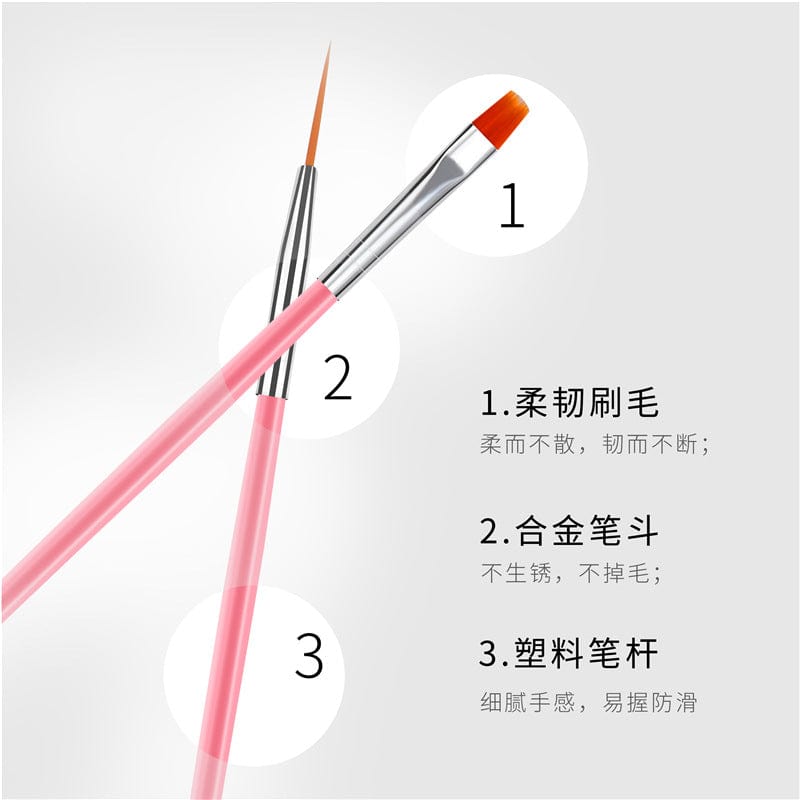 Cross-border special for 15 beautiful bricks painted set Pink white rod painted flower brush pen point drill pen nail pen full set