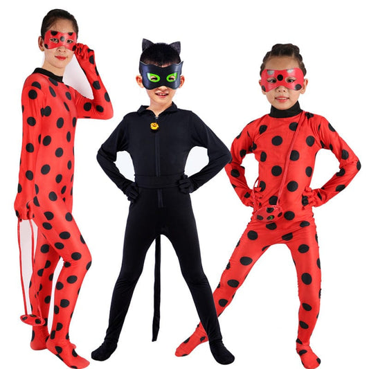 Ladybug girls, children's adult, Radi black cat, fake, Halloween costume, anime, dress