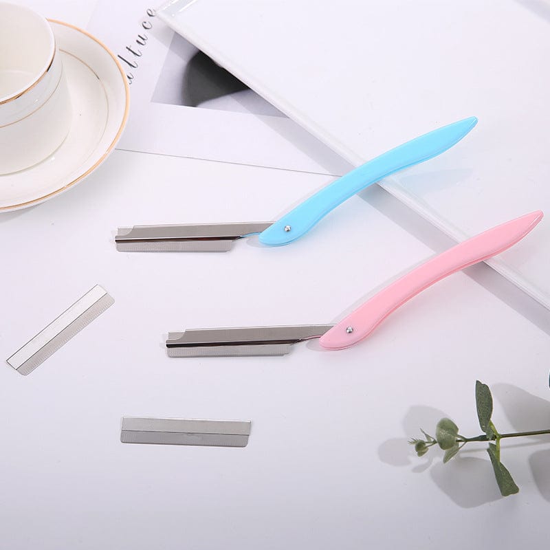 10 pieces of decorative eyebrows stainless steel scraping knife corrugated blade disposable eyebrow knife embroidery hairdressing tool