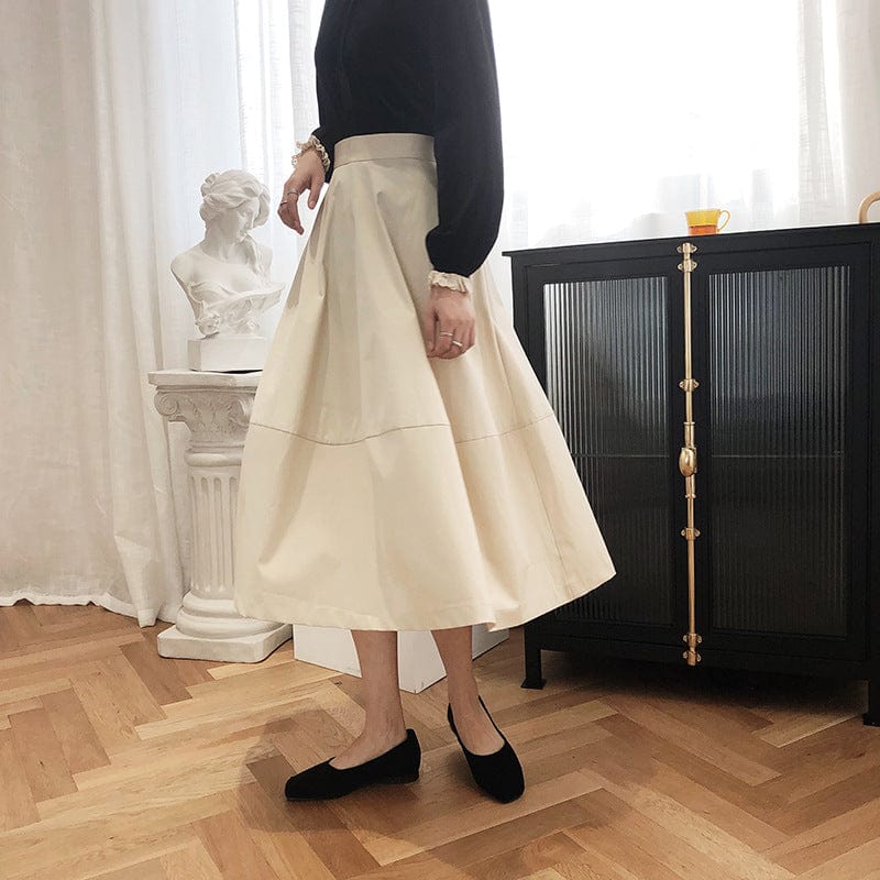 Deerian perfil perseveral falda femenina primavera nueva sensación de algodón sección larga falda de media longitud falda de cintura alta 8007