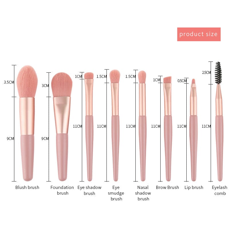 8 makeup brush beauty tool soft hair color makeup set wooden handle portable mini blush makeup brush set