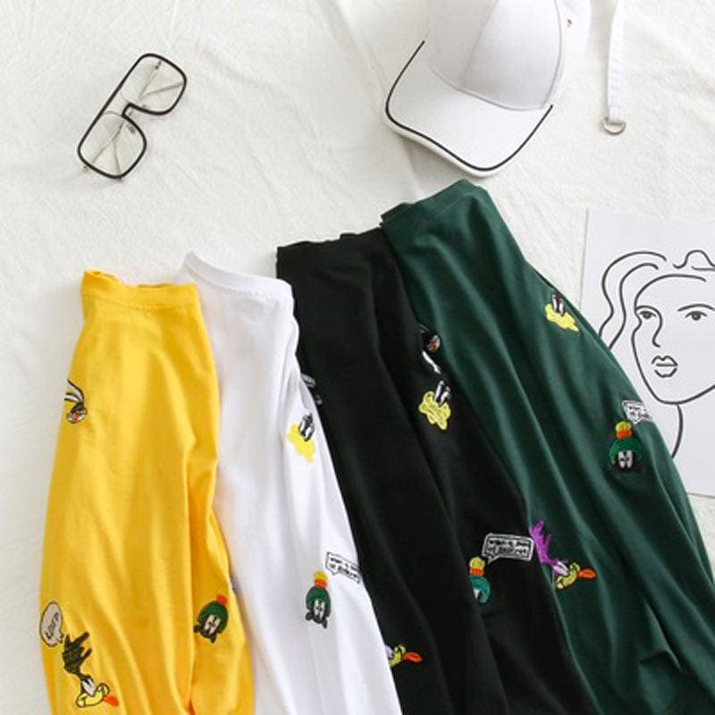 Camiseta con bordado de cuerpo entero, paquete de miel, versión coreana, novedad de verano, vestido de estudiante de manga corta, camisa holgada de fondo fino para mujer, 2021