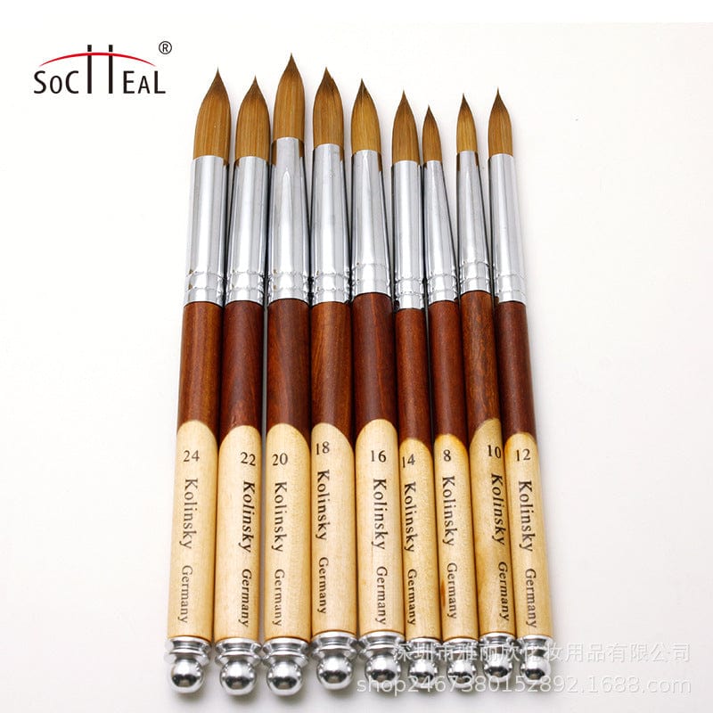 Splicing two-color wooden round head carved crystal pen supply spot nail pen