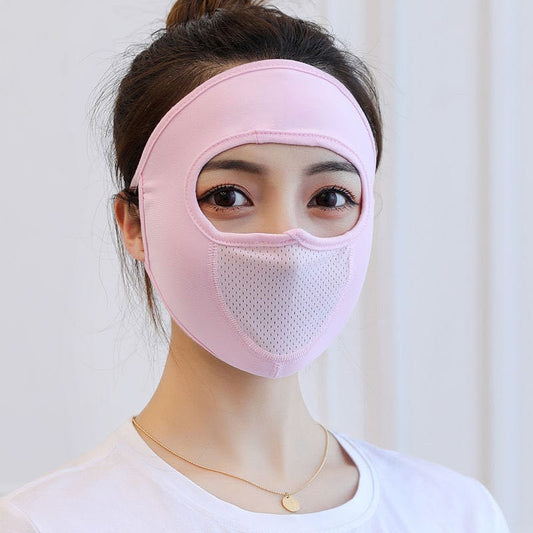 Summer thin protection full face sunscreen breathable touch mask riding sunshade anti-UV line with breathing net cloth hood
