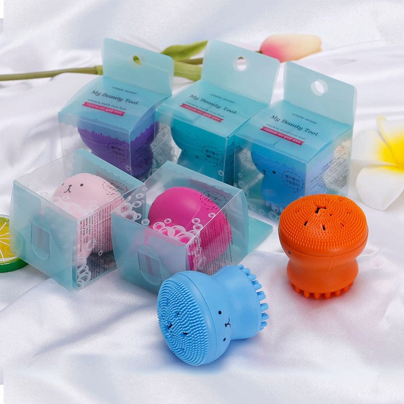 Washing brush silicone clean surface brush small octopus jellyfish massage polymer silicone facial cleaning brush mask
