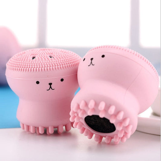 Washing brush silicone clean surface brush small octopus jellyfish massage polymer silicone facial cleaning brush mask