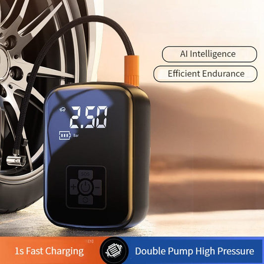 High-Speed 150W Car Air Compressor With LED Lamp - Perfect For Car & Motorcycle Tire Inflation & Compression