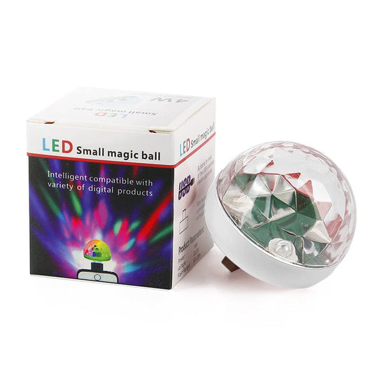 New LED sound control USB magic ball mobile phone RGB small magic fan color light car DJ stage lamp magic