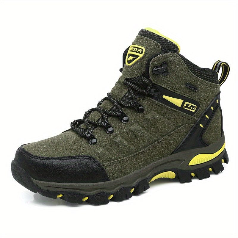 Men's Trendy High Top Military Style Hiking Boots, Comfy Non Slip Casual Durable Shoes For Men's Outdoor Activities