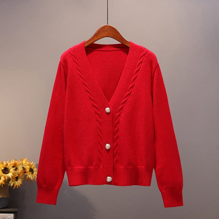 New autumn and winter Xiaotai new long sleeve sweater female jacket 2020 lazy wind chic loose V-neck needle weave