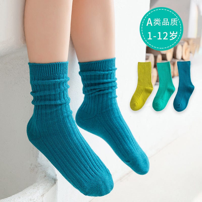 Children's socks wholesale autumn and winter new Japanese solid color children's socks stack of stockings baby boy girls in stockings