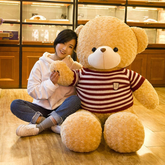Teddy hug bear doll sweater bear pillow children play plush toy cloth doll birthday gift female wholesale