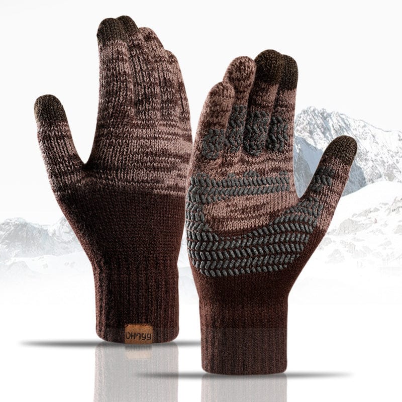 Spécial transfrontalier pour les gants tricotés commerce extérieur grande taille hommes automne hiver plus velours couleur colle impression écran tactile gants chauds