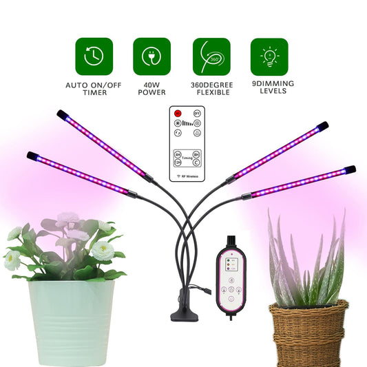 Amazon four-head remote control clip plant lamp toner full-spectrum LED plant growth lamp