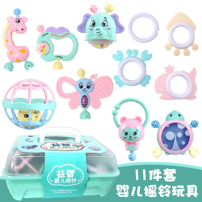 Infant hand rattle set gift box puzzle grasping teether toy 0-1 year old newborn baby rattle wholesale
