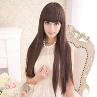 Wanli fake female long straight hair Qi Liu Hai real vacuum high temperature silk dress fake high-end wig manufacturers wholesale