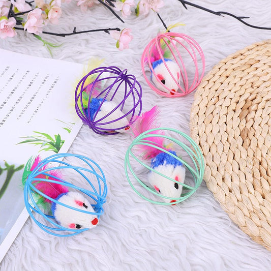 Factory direct cat toy cage mouse iron ball caged mouse funny cat toy cat mouse pet supplies