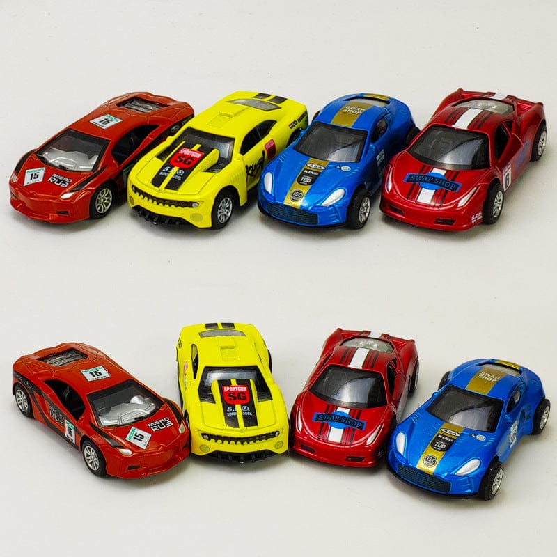 Children's alloy car model boy pull back police car racing Zhongba school bus baby resistant toy car suit